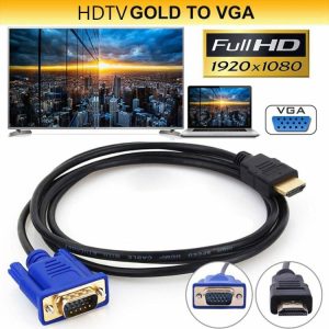 Cables & Connectors |  1.8m HDMI-compatible Male to VGA Male Cable HDTV Projector 1080P Video Adap Cables & Connectors Black/Blue