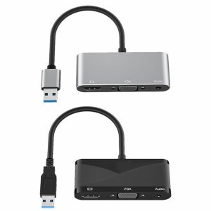 Cables & Connectors |  3 in 1 1080P HD USB 3.0 to VGA HDMI-compatible 3.5 Audio Adapter Dock HUB Cables & Connectors Black