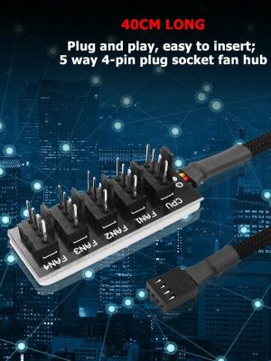 Cables & Connectors |  40cm 1 to 5 4-Pin PWM Fan CPU HUB Splitter PC Case Cooler Power Adapter Cables & Connectors Cables & Connectors