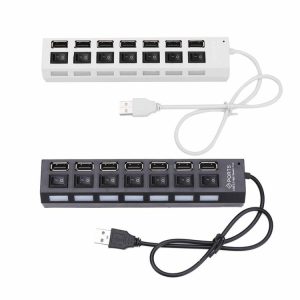 Cables & Connectors |  7 Ports High Speed USB 2.0 Hub Splitter Adapter w/ON/OFF Switch for Laptop Cables & Connectors Black