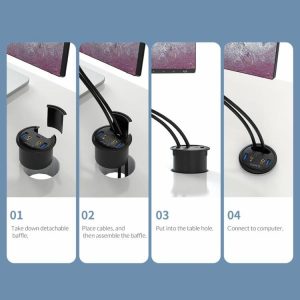 Cables & Connectors |  Desktop Grommet USB 3.0 HUB Type-C Audio Desk Mount Adapter Splitter Cables & Connectors Cables & Connectors