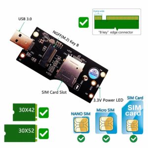 Cables & Connectors |  M2 to USB 3.0 Adapter Converter Card w/SIM 8pin Card Slot for 3G/4G/5G Cables & Connectors Cables & Connectors