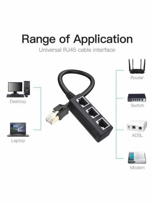 Cables & Connectors |  RJ45 1 to 2 Port Ethernet Cable Splitter Connector Extender for Cat 8/Cat7 Cables & Connectors Black