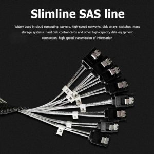 Cables & Connectors |  Slim Line SAS4.0 SFF-8654 8i to SATA 8 Ports 12Gbps 50cm Adapter Cable Cables & Connectors Cables & Connectors