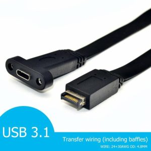 Cables & Connectors |  USB 3.1 Front Panel Header Type E to Type C F Motherboard Expansion Cable Cables & Connectors Black