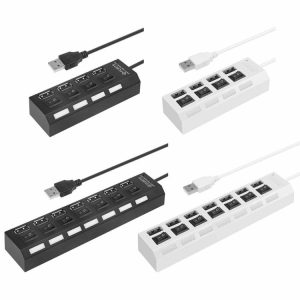 Cables & Connectors |  USB Hub 480Mbps High Speed Multi USB 2.0 Adapter 4/7 Port Expander Splitter Cables & Connectors Black/White