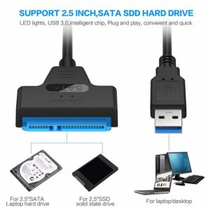 Cables & Connectors |  USB3.0 Hard Disk Converter SATA to USB Cable Support 2.5 inch SATA SSD Cables & Connectors Black