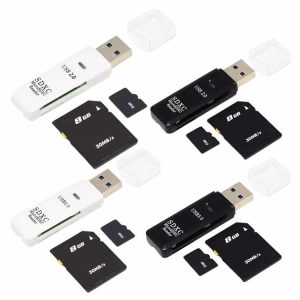 Card Reader & Graphics Cards |  2 in 1 USB 3.0/2.0 Card Reader USB to SD TF Memory Card Reader for PC Laptop Card Reader & Graphics Cards Black/White