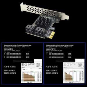 Expansion Card |  4 Port SATA III PCIe Card 6Gbps SATA 3.0 to PCI-e 1X Adapter with Bracket Computer & Office Expansion Card