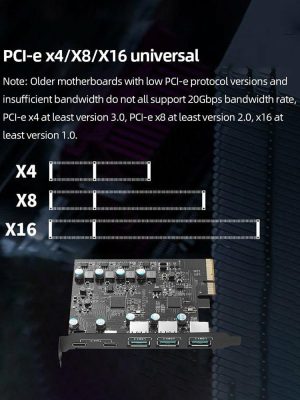 Expansion Card |  PCIe X4 To USB 3.2 Card 20Gbps Expansion Add on Card 3x USB3.2 and 2x TPYC-C 15W Computer & Office Expansion Card