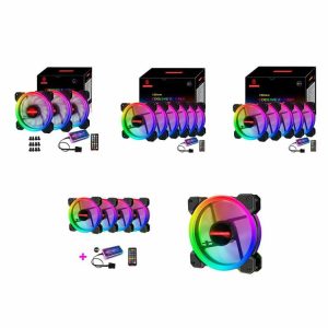 Fans & Cooling |  12cm RGB Small 6 Pin Quiet PC Case Cooling Fan with Controller Kit Computer & Office Fans & Cooling