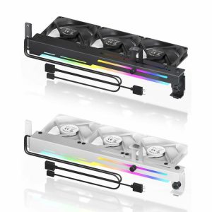 Internal Accessories |  2 in 1 Graphics Card Cooler 5V 3Pin ARGB Graphics Card Holder with 3x80mm Fans Computer & Office Black/White