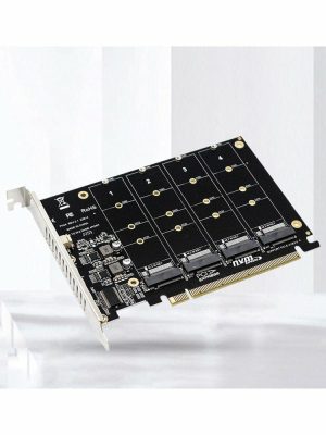 Internal Accessories |  4 Port M.2 NVME SSD To PCIE X16 Hard Drive Converter Support 2230/2242/2260/2280 Computer & Office Black