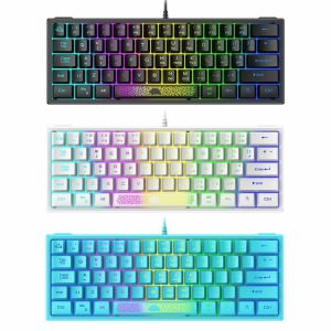 Mouse & Keyboards |  K61 RGB Wired Keyboard 60 Percent 62 Keys Ergonomic Gaming Laptop Keyboard Computer & Office Black/Blue/White