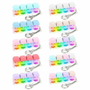 Mouse & Keyboards |  Keyboard Fidget Keychain 4 Keys Keyboard Decompression Toys with LED Light Computer & Office Lake Blue/Colored A/Colored B/Light Blue/Pink/Peach Red/Purple/White/Light Yellow/Colored C