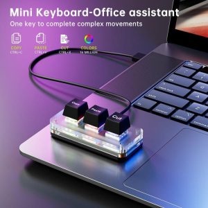 Mouse & Keyboards |  RGB Mini Cut Copy Paste Keyboard 3-Key USB Type-C Gaming Mechanical Keyboard Computer & Office Mouse & Keyboards