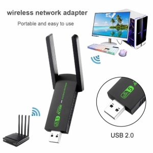 Networking |  1300Mbps AC USB Adapter Free Drive Wifi Network Card for Desktop Laptop Win11/10 Computer & Office Networking