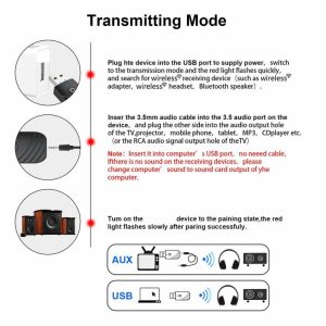 Networking |  3 in 1 USB Bluetooth-compatible 5.0 Audio Transmitter Receiver for TV PC Car Hea Computer & Office Black