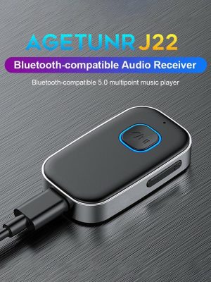 Networking |  J22 Bluetooth-Compatible 5.0 Receiver Adapter 3.5mm Jack for Car Headphone Computer & Office Black