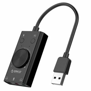 Sound Card & Graphics Cards |  SC2 External USB Sound Card Volume Adjustable Audio Card Adapter PC Computer & Office Black