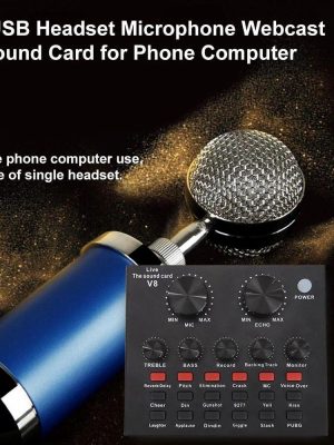 Sound Card & Graphics Cards |  V8 Audio USB Headset Microphone Webcast Live Sound Card for Phone Computer Computer & Office Black