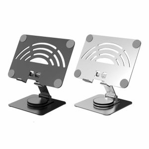 Tablets Accessories |  Foldable Desktop Tablet Stand Aluminum Alloy 360 Rotating Laptop Phone Bracket Computer & Office Dark Gray/Silver