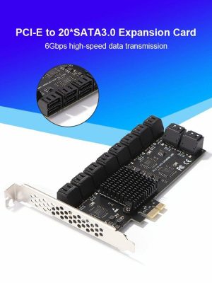 Expansion Card |  20 Port PCIE Expansion Card PCIe SATA 3.0 Riser Adapter 6Gbps for Desktop Computer & Office Expansion Card