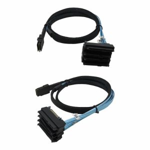 Cables & Connectors |  Mini SAS 36 Pin SFF-8087 to 4 SAS 29 Pin SFF-8482 Cable with 15P SATA Power Cables & Connectors Black