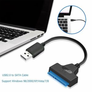 Cables & Connectors |  USB 2.0 to SATA 22pin Adapter Converter Cable for 2.5in HDD SSD Hard Drives Cables & Connectors Black